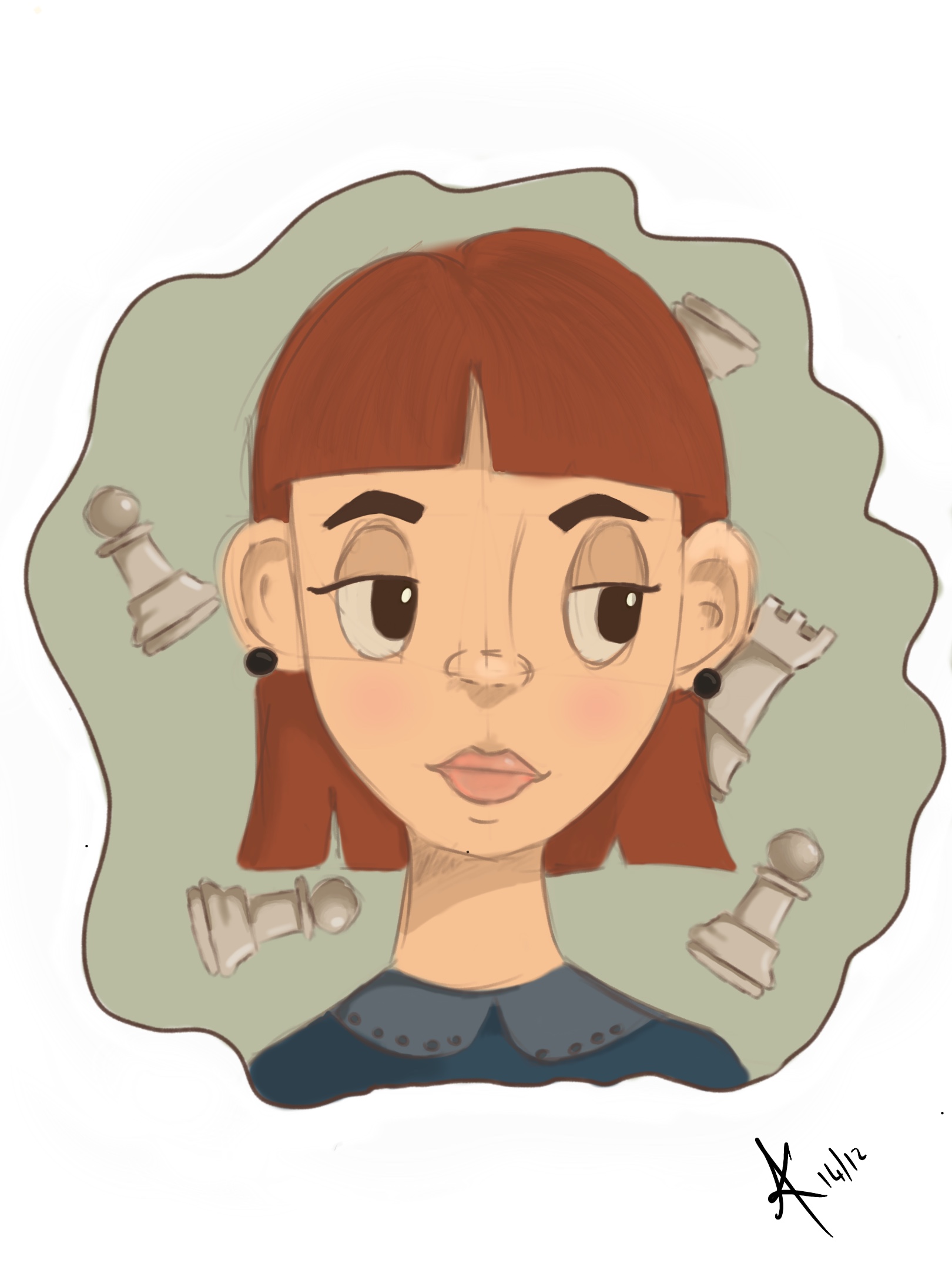 The chess girl in sketch